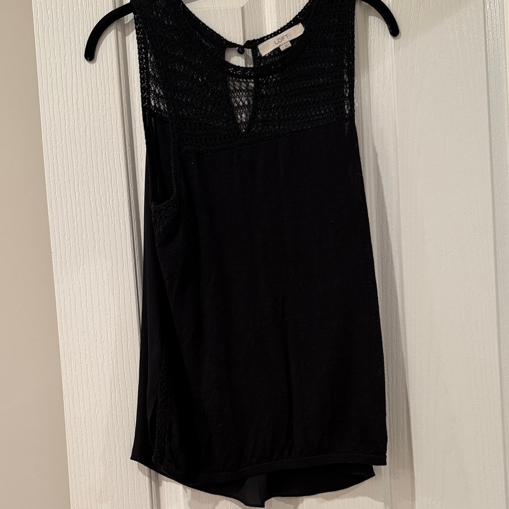 LOFT Black Crochet Detail Tank Top